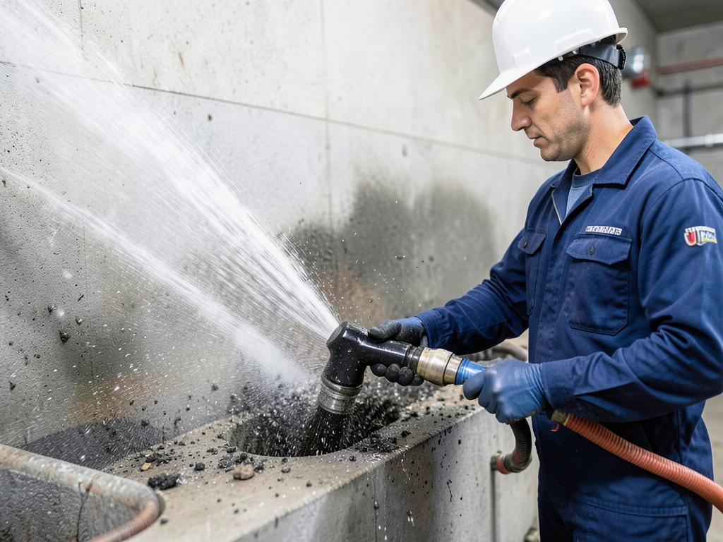 Clearing out heavy duty blockages with hydro jetti